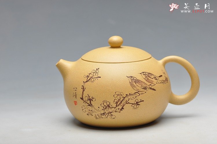 紫砂壶图片：本山绿 饱满可趣 经典西施 - 宜兴紫砂壶网