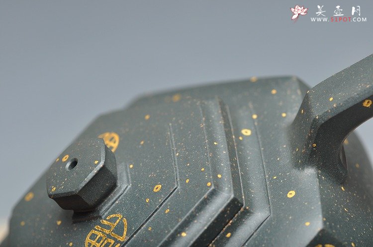 紫砂壶图片：经典墨绿泥 满金福 器形优雅 泥色别致 全手中雪华 - 宜兴紫砂壶网