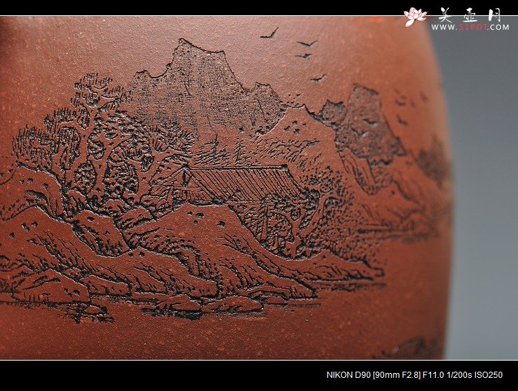 紫砂壶图片：通景山水 丰润挺拔 全手汉铎 优质地槽青   - 宜兴紫砂壶网