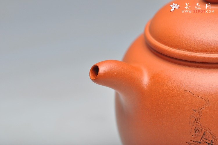 紫砂壶图片：经典实用器 细刻面壁图 匏尊 - 宜兴紫砂壶网