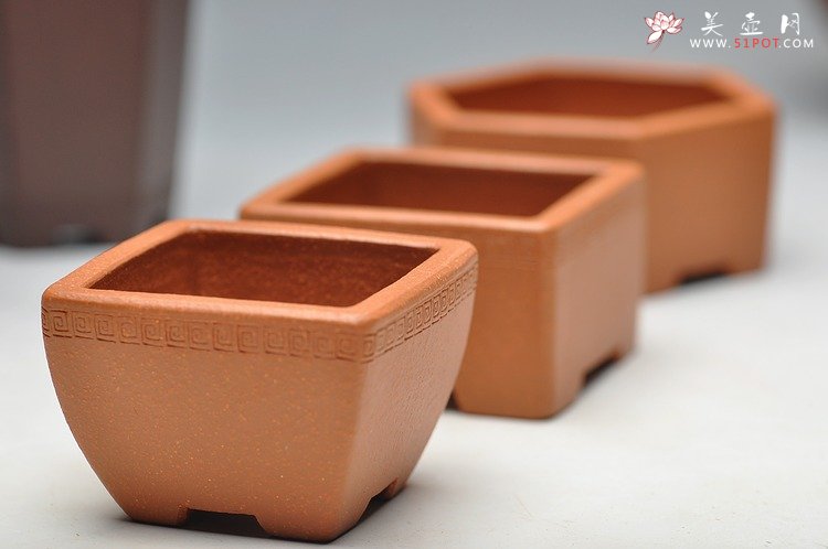 紫砂壶图片：6个微型花盆 玩玩盆景 玩玩砂料 玩玩全手镶片 - 宜兴紫砂壶网