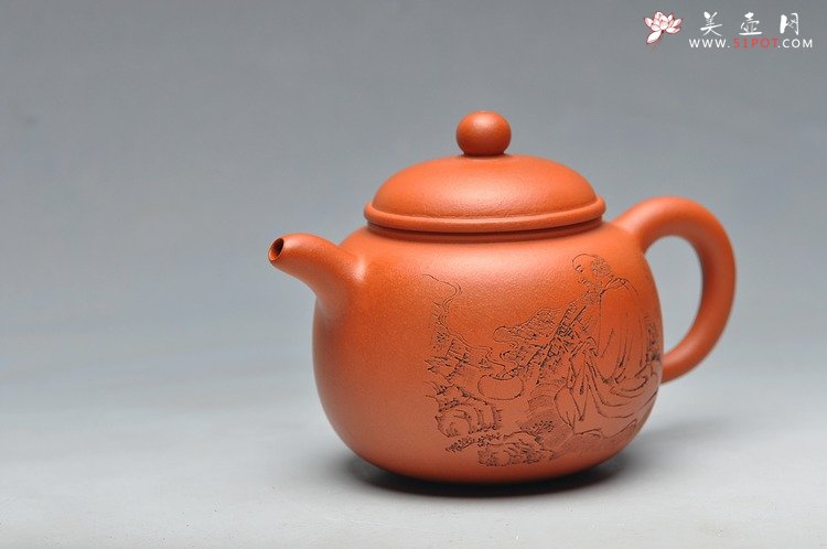 紫砂壶图片：经典实用器 细刻面壁图 匏尊 - 宜兴紫砂壶网