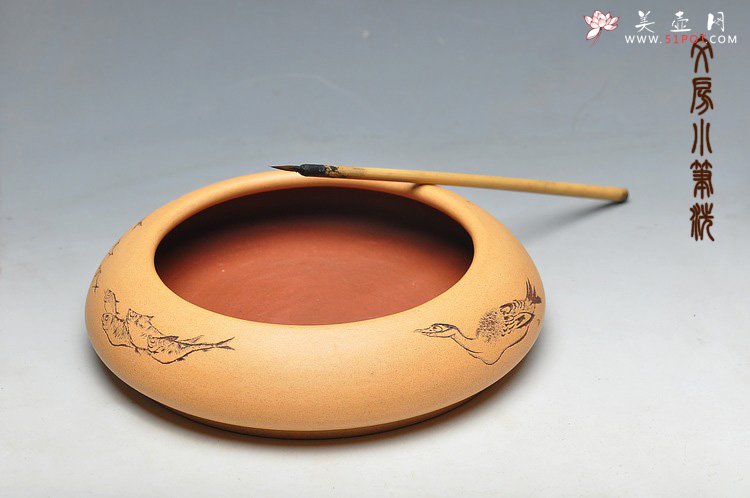 紫砂壶图片：文房雅玩 清雅老味 笔洗 - 宜兴紫砂壶网