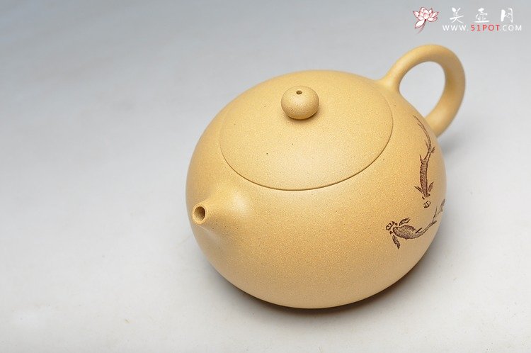 紫砂壶图片：本山绿 饱满可趣 经典西施 - 宜兴紫砂壶网