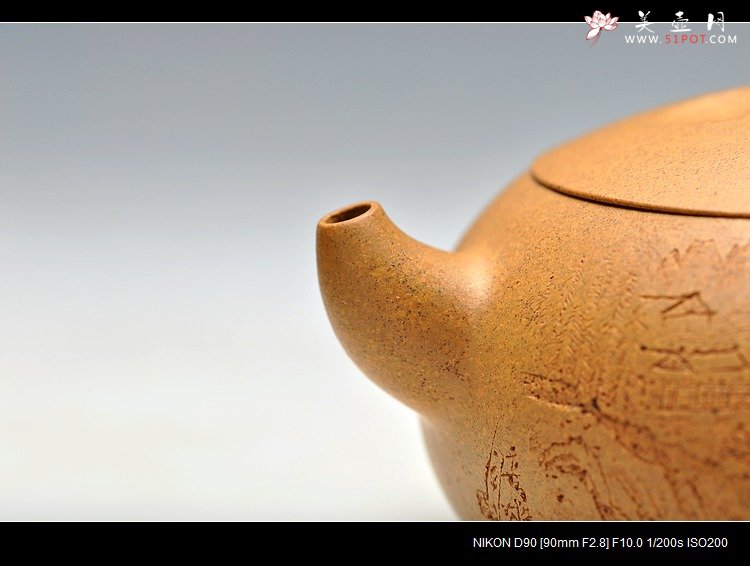 紫砂壶图片：摹玉成窑之味 深得其妙 李彦雄装饰 全手东石逸品 曲峰原创 - 宜兴紫砂壶网