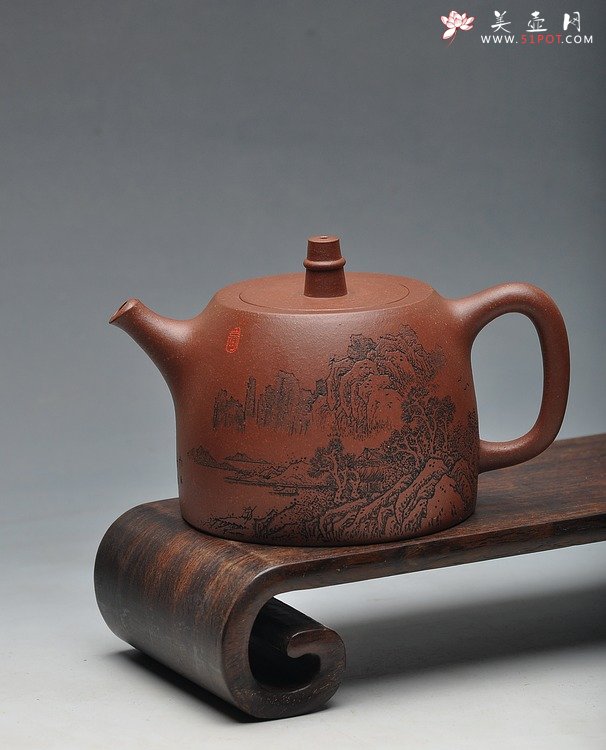 紫砂壶图片：通景山水 丰润挺拔 全手汉铎 优质地槽青   - 宜兴紫砂壶网