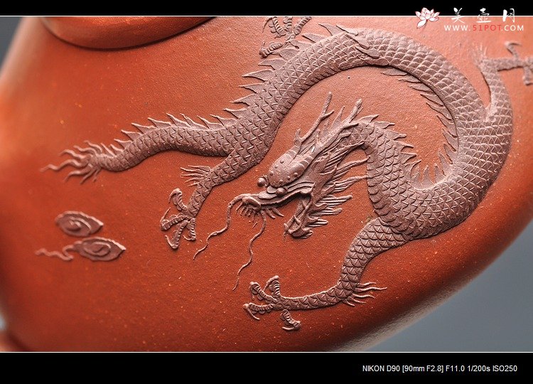 紫砂壶图片：骨肉均挺  塑龙 全手子冶石瓢 - 宜兴紫砂壶网