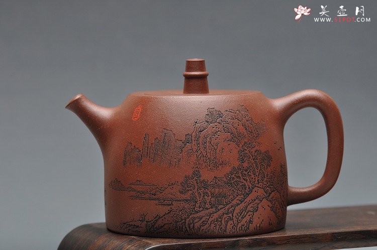 紫砂壶图片：通景山水 丰润挺拔 全手汉铎 优质地槽青   - 宜兴紫砂壶网