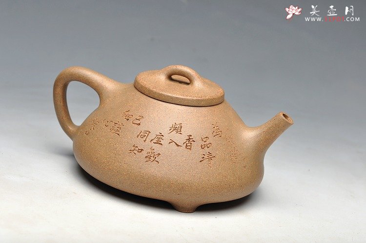 紫砂壶图片：霸气的全手子冶石瓢 - 宜兴紫砂壶网