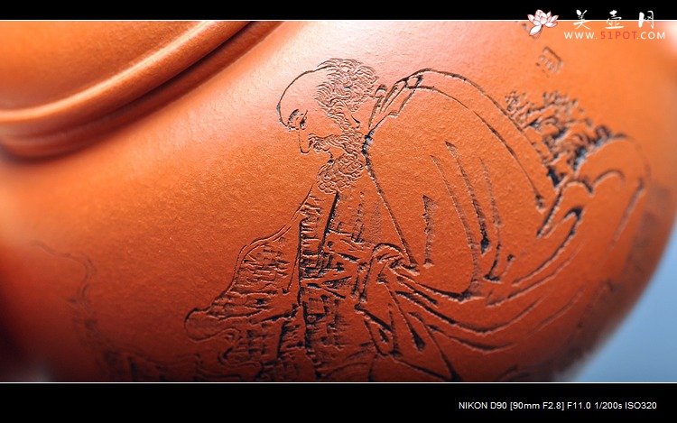 紫砂壶图片：经典实用器 细刻面壁图 匏尊 - 宜兴紫砂壶网