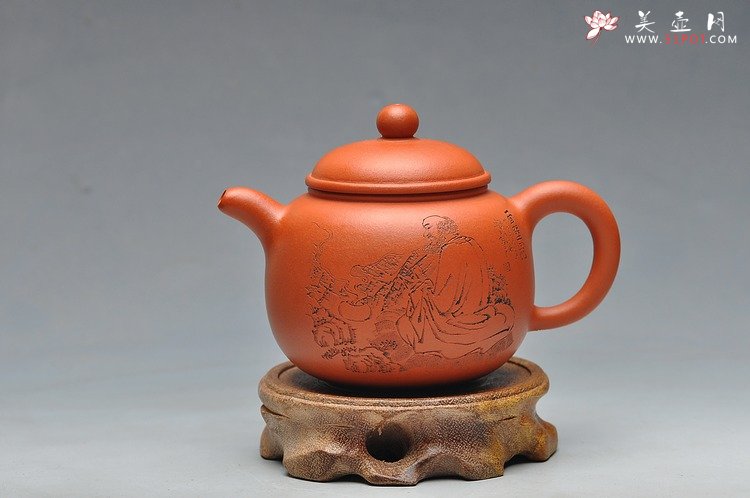 紫砂壶图片：经典实用器 细刻面壁图 匏尊 - 宜兴紫砂壶网