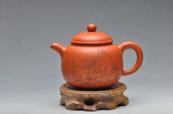 紫砂壶图片：经典实用器 细刻面壁图 匏尊 - 宜兴紫砂壶网