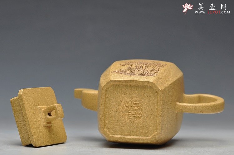 紫砂壶图片：全手镶片 高八方 老味十足 刻绘老辣 - 宜兴紫砂壶网