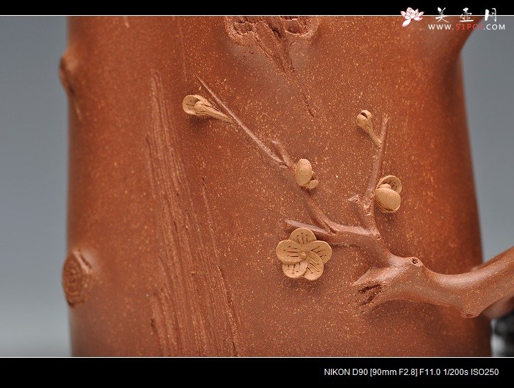 紫砂壶图片：全手立体梅花单杯 一对 - 宜兴紫砂壶网