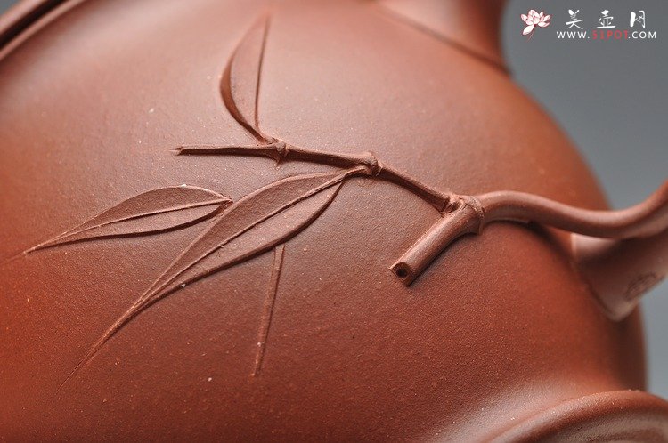 紫砂壶图片：精品竹节盖杯 好料，好工，好竹叶 - 宜兴紫砂壶网