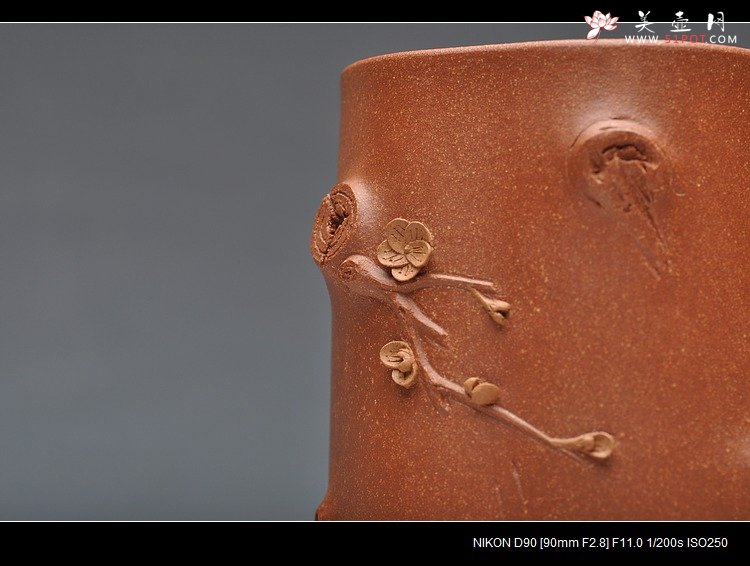 紫砂壶图片：全手立体梅花单杯 一对 - 宜兴紫砂壶网