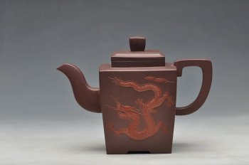 紫砂壶图片：挺拔之美 堆塑之龙韵 全手夺魁 - 宜兴紫砂壶网