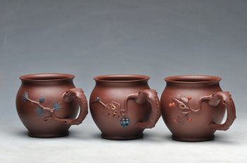 紫砂壶图片：特色主人杯 葡萄 樱桃 松 竹 - 宜兴紫砂壶网