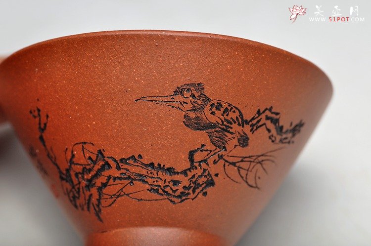 紫砂壶图片：八大风格之 高温小红泥圆亭杯 降坡泥斗笠杯 - 宜兴紫砂壶网