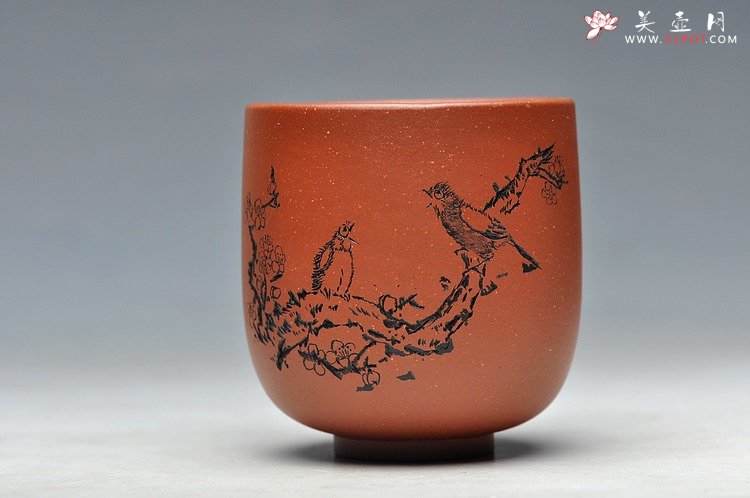 紫砂壶图片：八大风格之 高温小红泥圆亭杯 降坡泥斗笠杯 - 宜兴紫砂壶网