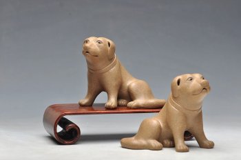 紫砂壶图片：精品 一对忠犬 蒋蓉款 - 宜兴紫砂壶网