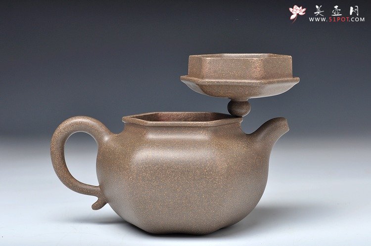 紫砂壶图片：优质青段 全手六角莲子 筋囊佳作 素雅清韵 - 宜兴紫砂壶网