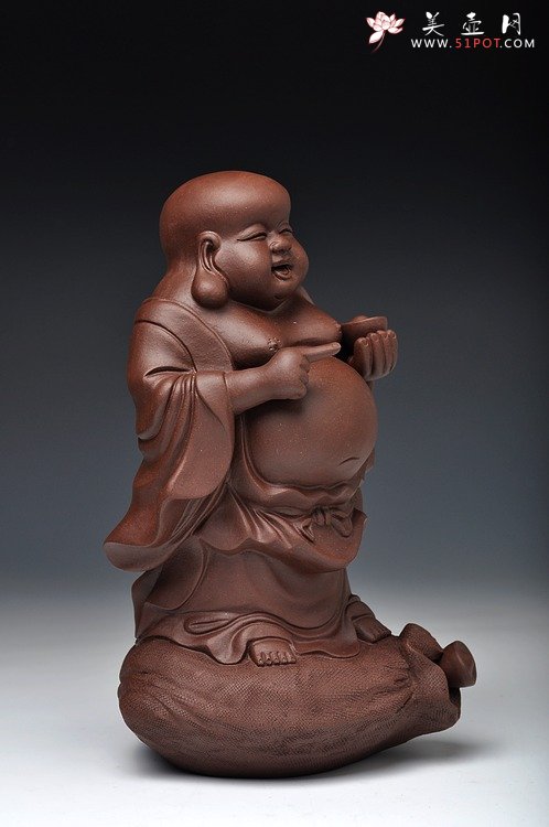 紫砂壶图片：元宝佛 送财平安 形象生动 - 宜兴紫砂壶网