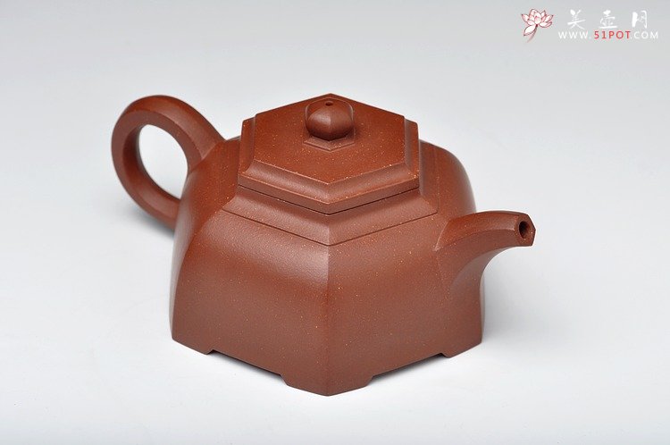 紫砂壶图片：古雅上流  许学军全手新品 顺六方 线条刚劲 - 宜兴紫砂壶网