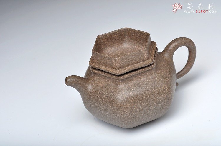 紫砂壶图片：优质青段 全手六角莲子 筋囊佳作 素雅清韵 - 宜兴紫砂壶网