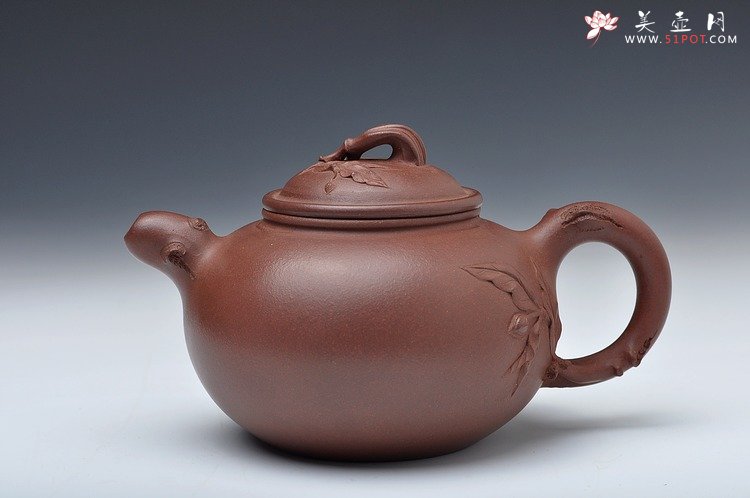 紫砂壶图片：敦厚可人 贴叶细腻 实用好花器 全手硕果 - 宜兴紫砂壶网