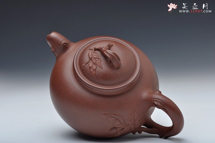 紫砂壶图片：敦厚可人 贴叶细腻 实用好花器 全手硕果 - 宜兴紫砂壶网
