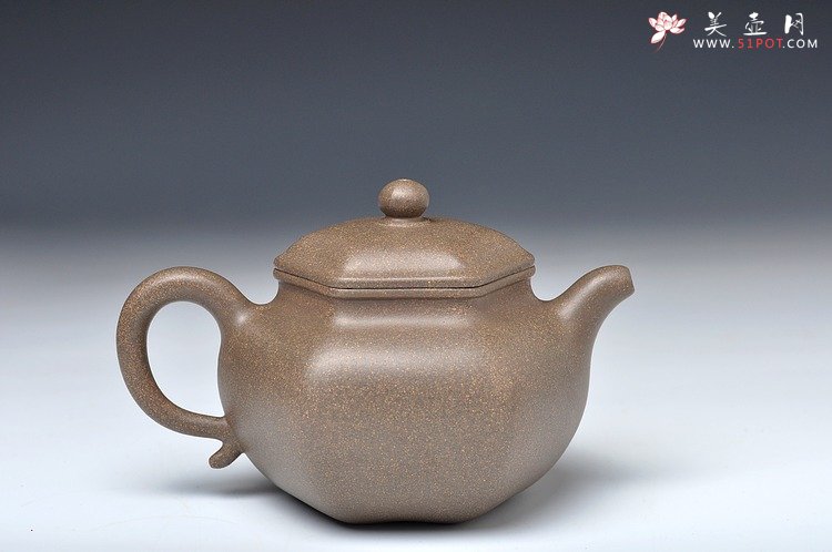 紫砂壶图片：优质青段 全手六角莲子 筋囊佳作 素雅清韵 - 宜兴紫砂壶网