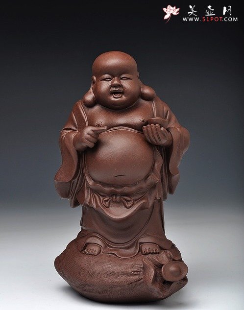 紫砂壶图片：元宝佛 送财平安 形象生动 - 宜兴紫砂壶网