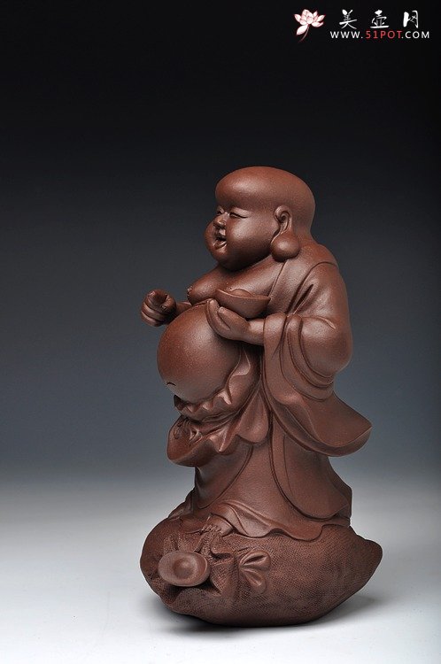 紫砂壶图片：元宝佛 送财平安 形象生动 - 宜兴紫砂壶网