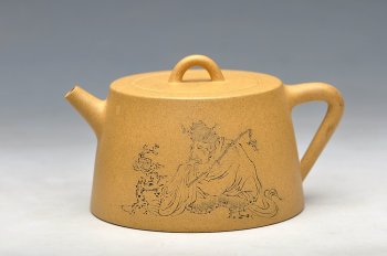 紫砂壶图片：国助和石装饰 摹古 老味 全手芝亭井栏 - 宜兴紫砂壶网