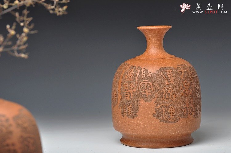 紫砂壶图片：文雅之器 散氏盘铭文 花樽一对 精心力作 - 宜兴紫砂壶网
