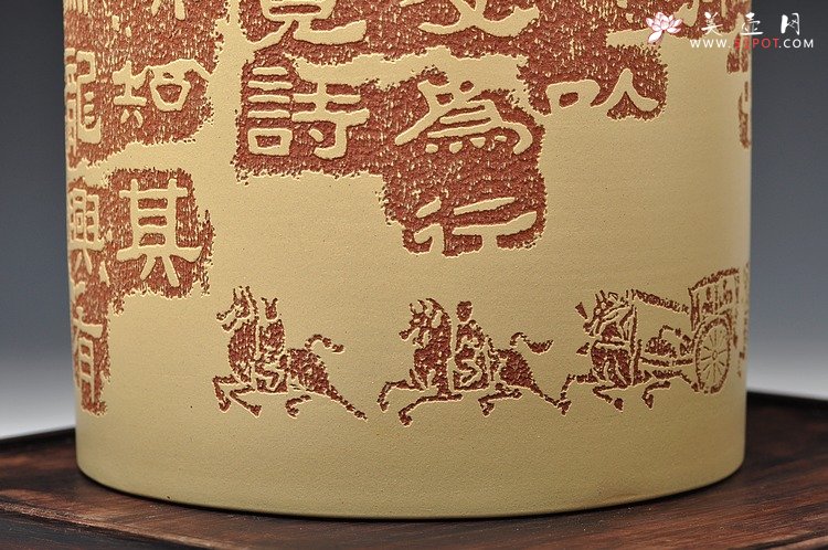 紫砂壶图片：张听刚扛鼎之作 张迁碑帖之笔筒 墨香精品 - 宜兴紫砂壶网