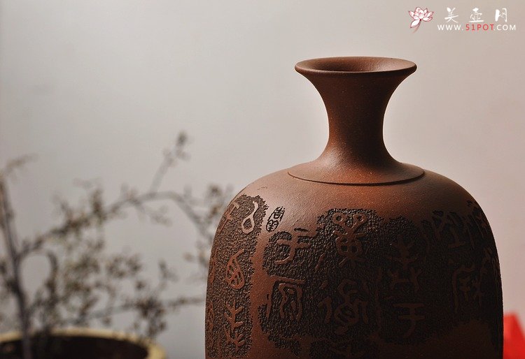 紫砂壶图片：文雅之器 散氏盘铭文 花樽一对 精心力作 - 宜兴紫砂壶网