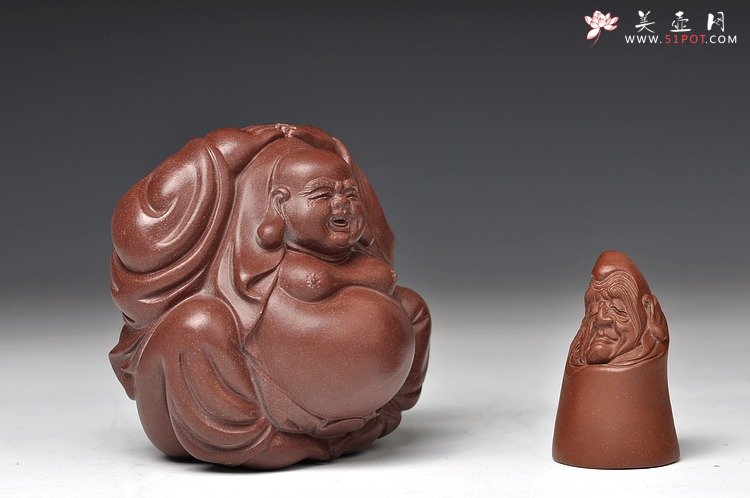 紫砂壶图片：欢天喜地 做工细腻传神 笑弥勒 喜庆 - 宜兴紫砂壶网