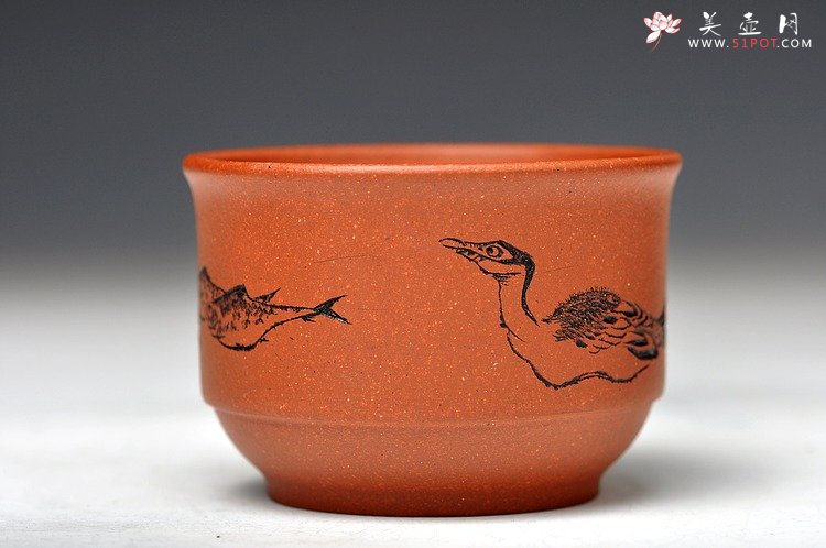 紫砂壶图片：田园情趣 对杯 1大1小 优质降坡泥 - 宜兴紫砂壶网