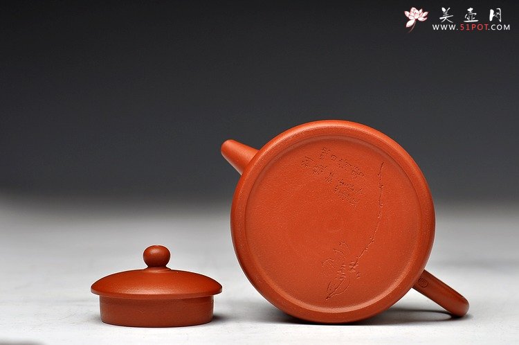 紫砂壶图片：映日荷花别样红 全手君带 一手朱泥小壶 贴身雅器 - 宜兴紫砂壶网