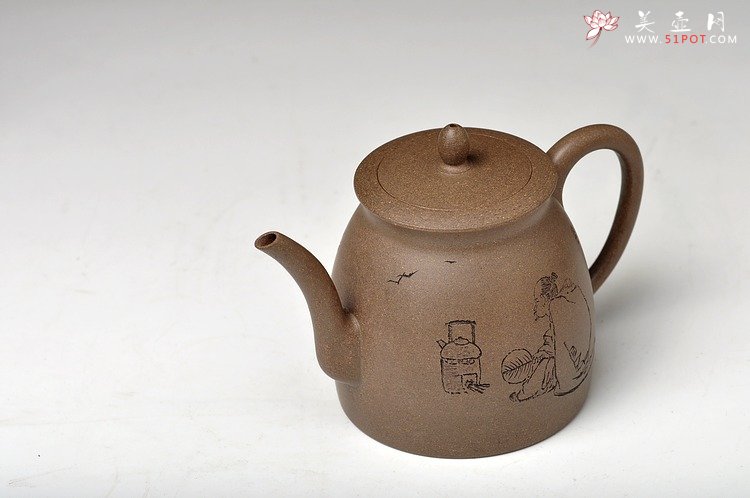 紫砂壶图片：青段全手禅韵 挺拔秀气 古朴 张听刚装饰 - 宜兴紫砂壶网