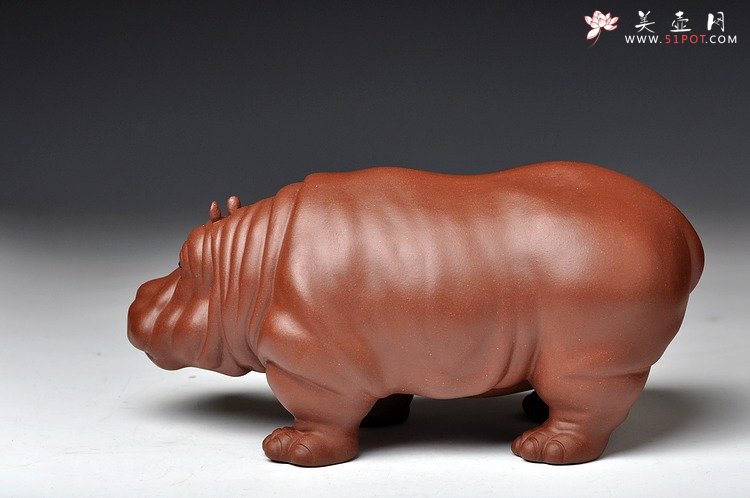紫砂壶图片：河马 形态逼真 憨厚可爱 - 宜兴紫砂壶网