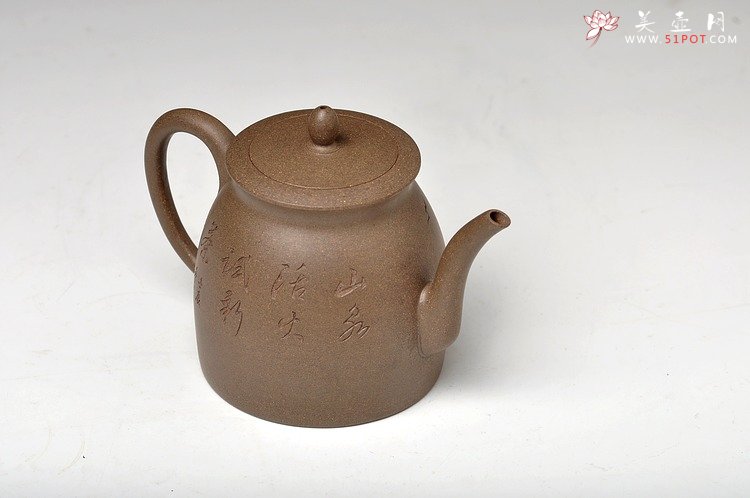 紫砂壶图片：青段全手禅韵 挺拔秀气 古朴 张听刚装饰 - 宜兴紫砂壶网