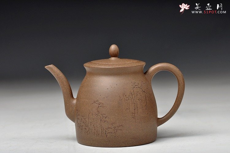 紫砂壶图片：范磊经典作品 青段全手禅韵 挺拔秀气 古朴 山水风韵 - 宜兴紫砂壶网