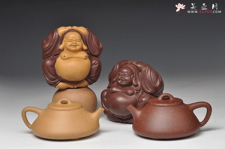 紫砂壶图片：欢天喜地 做工细腻传神 笑弥勒 喜庆 - 宜兴紫砂壶网