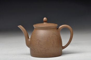 紫砂壶图片：范磊经典作品 青段全手禅韵 挺拔秀气 古朴 山水风韵 - 宜兴紫砂壶网