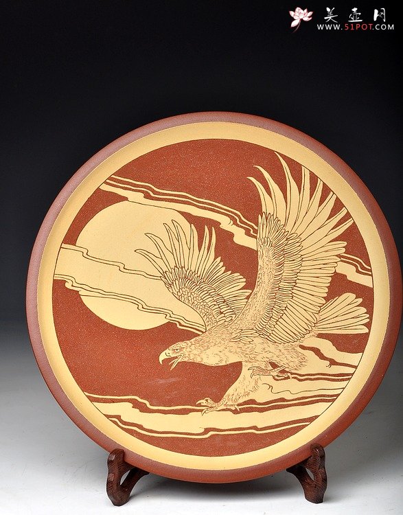 紫砂壶图片：精品 鹏程万里 难度大 30cm挂盘 - 宜兴紫砂壶网