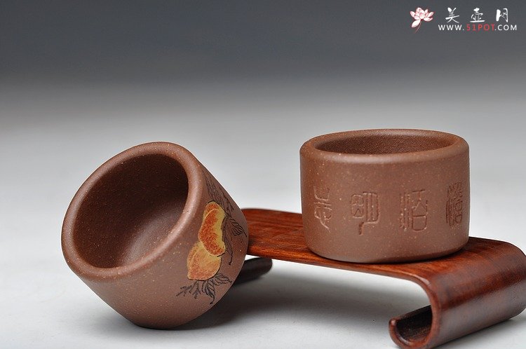 紫砂壶图片：优质降坡泥 玉扳指福寿杯 60cc 淡泊明志 - 宜兴紫砂壶网