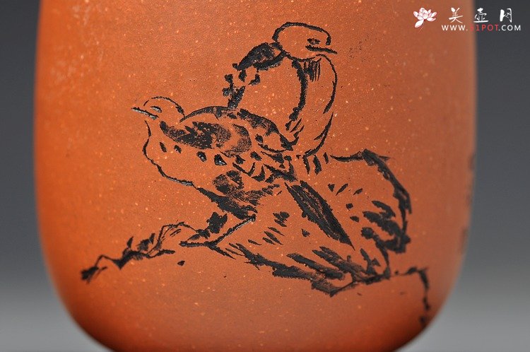 紫砂壶图片：八大风格之 高温小红泥圆亭杯8个 - 宜兴紫砂壶网